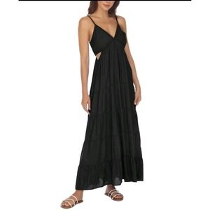 Raviya Side Cutout Black Whimsgoth Maxi Dress Coastal Cowgirl M Empire Waist